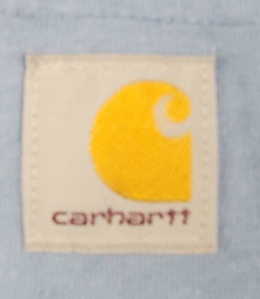 Carhartt Shirt Men’s K87 Large Washed Blue Logo Loose Fit Short Sleeve Pocket
