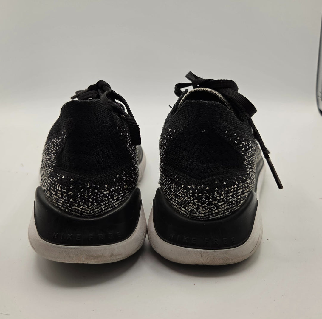 Nike Free RN Flyknit 2018 942839-101 Women 6.5 Running Shoes White Black Sneaker