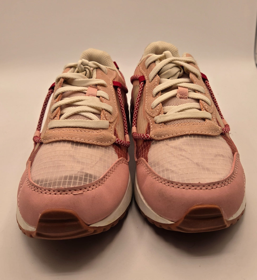 Avia Girls Size US 2 Bungee Runner Shoes Pink Maroon Lace Up Athletic Sneakers