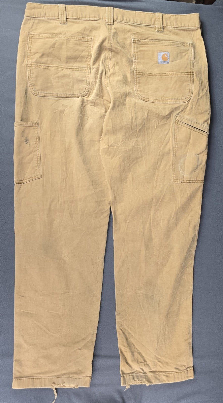 Carhartt Jeans Mens 40x32 Beige Tan Double Knee Straight Leg Relaxe Fit Workwear