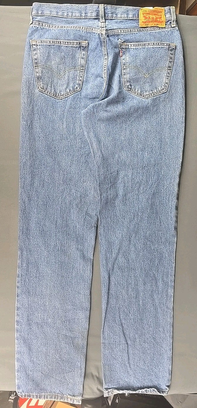 Levis 550 Jeans Mens 34x36 Blue Medium Wash Relaxed Fit Straight Leg Modern