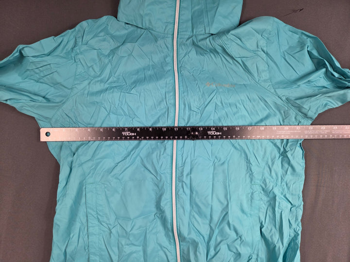 Columbia Sportswear Windbreaker Jacket Womens XL Aqua Blue Full Zip Mock Neck