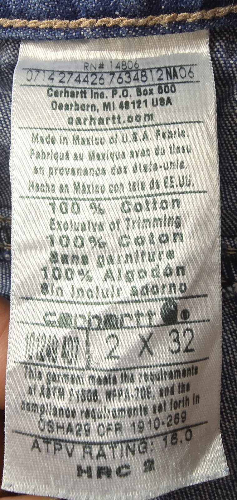 Carhartt FR Jeans Womens 2x32 Blue Medium Wash Regular Fit Straight Leg Workwear