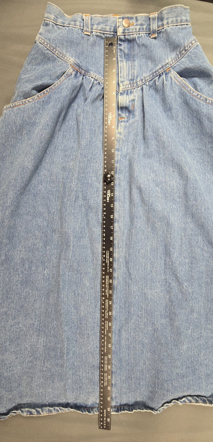 Vintage Carolina Bay A Line Skirt Womens Large Blue Denim Western High Waisted