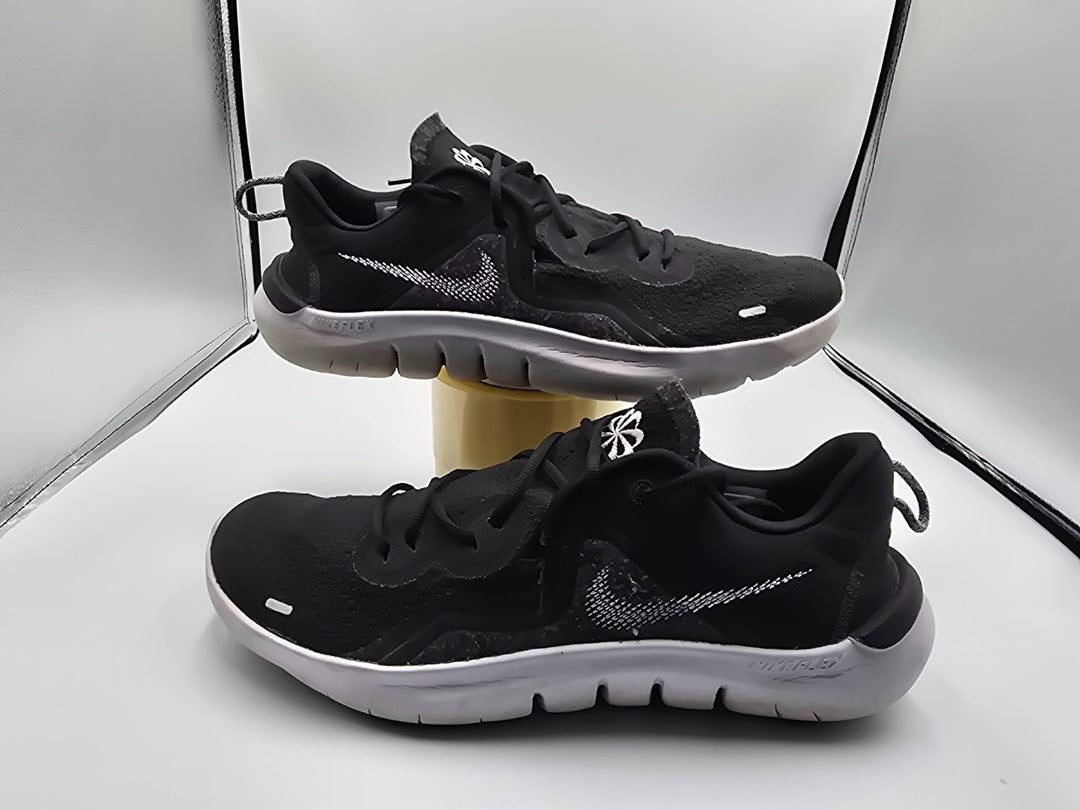 Nike Flex Run 2021 CW3408-002 Mens 11 Workout Running Shoes Black White Sneakers