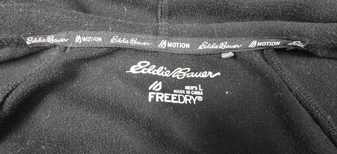 Eddie Bauer Freedom Hoodie Mens L Black Raglan Sleeve Moisture Wicking Full Zip