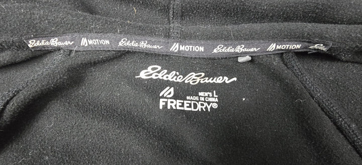 Eddie Bauer Freedom Hoodie Mens L Black Raglan Sleeve Moisture Wicking Full Zip