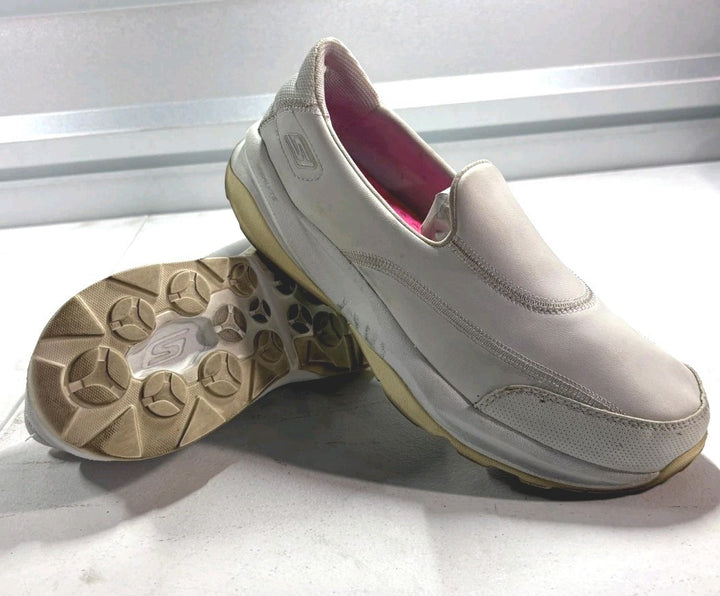 Skechers Slip-On Shoes Womens White Leather Low Top Performance Work Sneaker