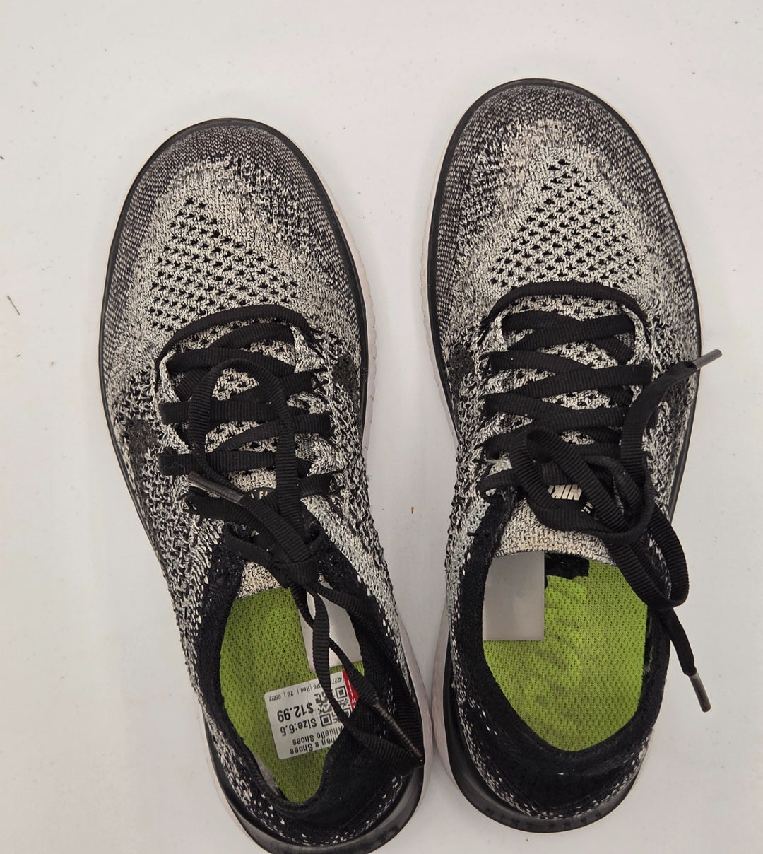 Nike Free RN Flyknit 2018 942839-101 Women 6.5 Running Shoes White Black Sneaker