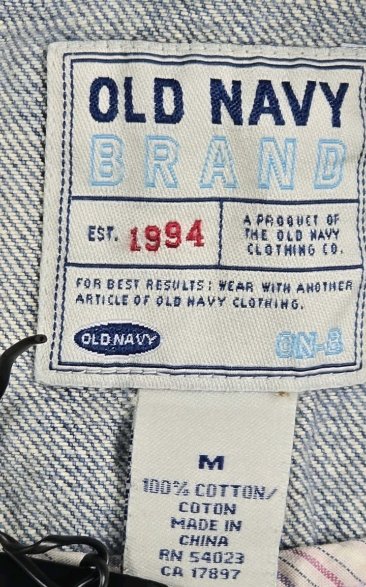 Old Navy Denim Jacket Womens Medium Light Blue Pullover Long Sleeve Outdoor Coat