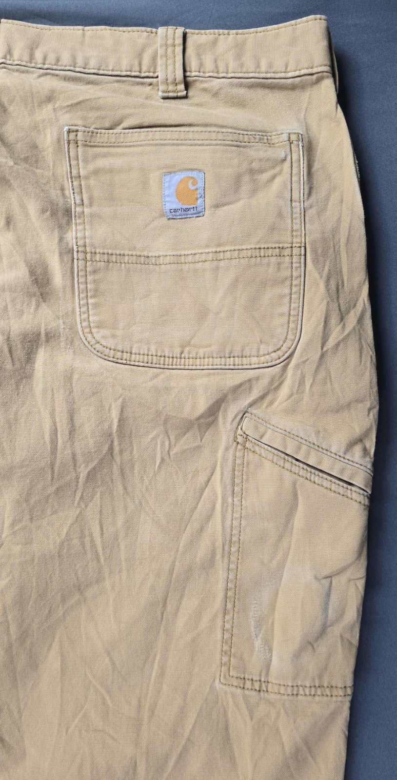 Carhartt Jeans Mens 40x32 Beige Tan Double Knee Straight Leg Relaxe Fit Workwear