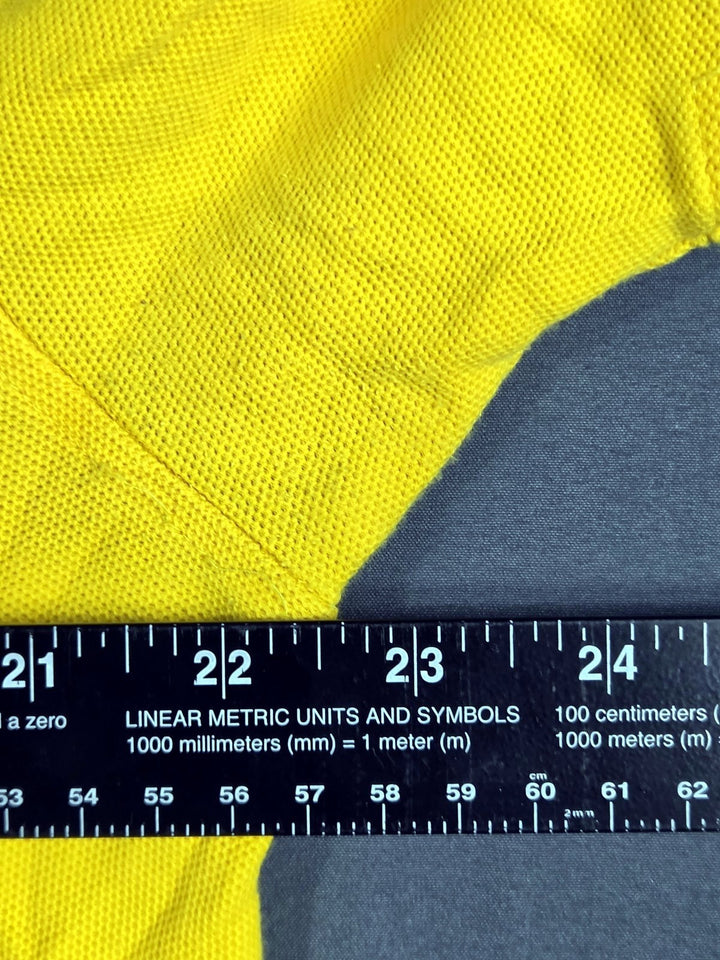 Tommy Hilfiger Mens M Gold Yellow Polo Shirt Small Flag Logo Cotton Flaws