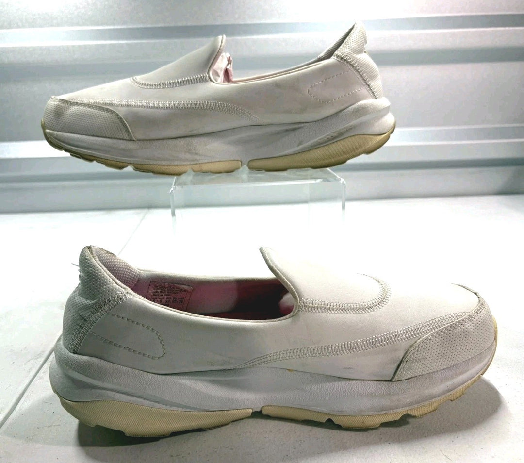 Skechers Slip-On Shoes Womens White Leather Low Top Performance Work Sneaker