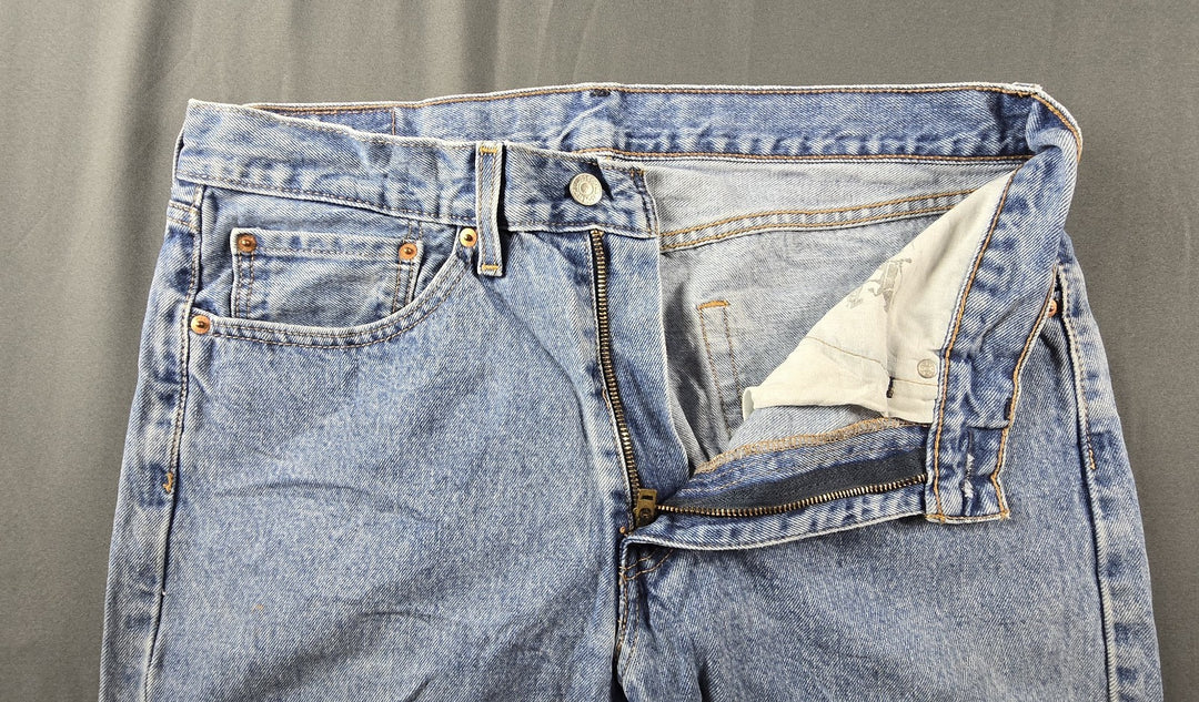 Levis 505 Jeans Mens 34x29 Blue Light Wash Regular Fit Straight Leg Modern