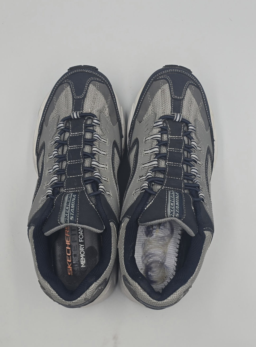 Skechers Mens Stamina Cutback 51919W Blue Gray Running Shoes Sneakers Size 8.5