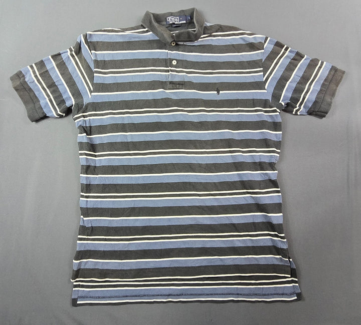 Vintage Polo Ralph Lauren Polo Shirt Mens Large Cotton Striped Side Slits Golf