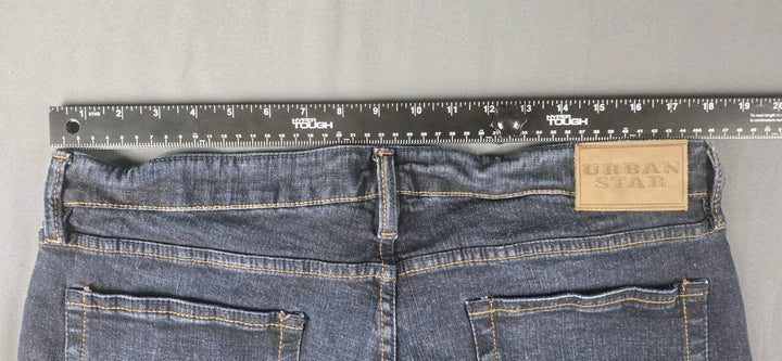 Uban Star Jean Mens 38x30 Blue Dark Wash Straight Leg Relaxed Fit