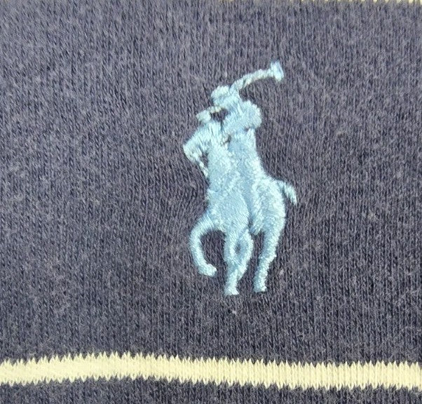 Vintage Polo Ralph Lauren Polo Shirt Men XL Blue Striped Cotton Embroidered Golf