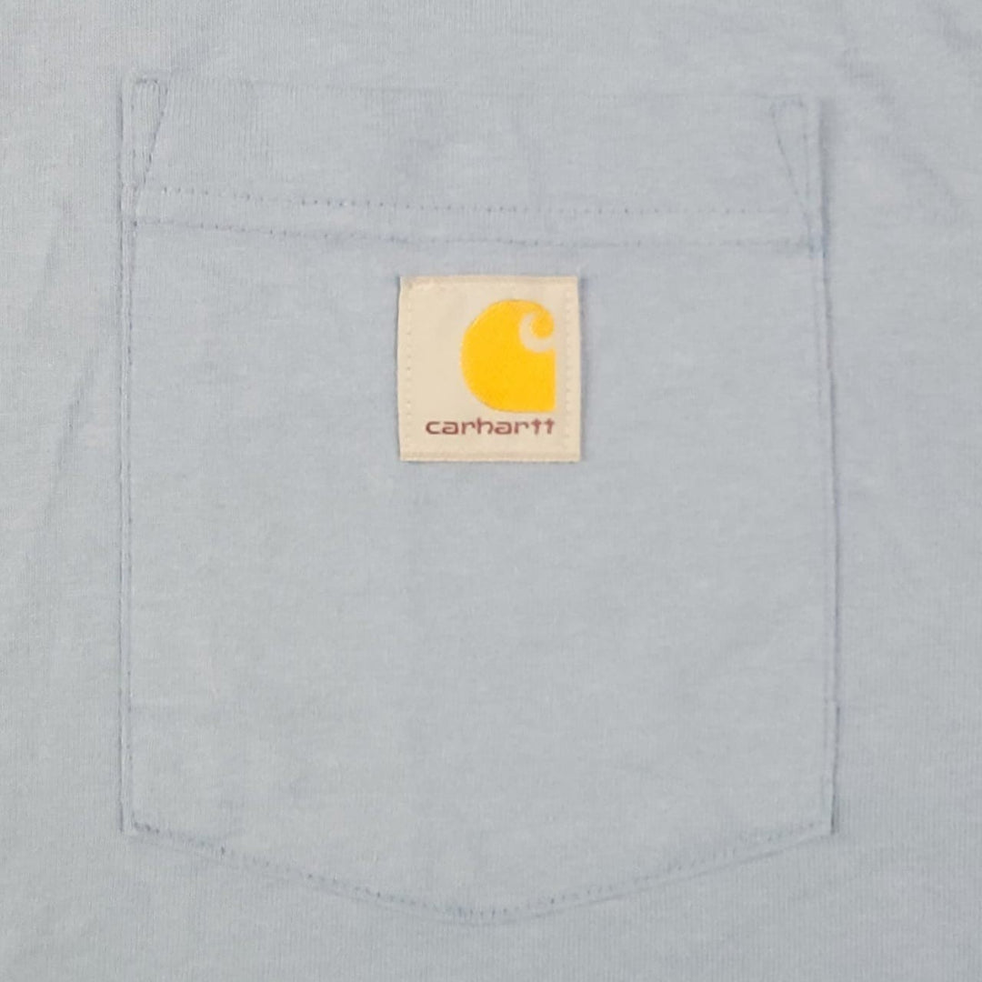 Carhartt Shirt Men’s K87 Large Washed Blue Logo Loose Fit Short Sleeve Pocket