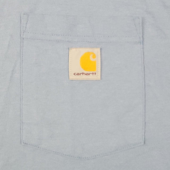 Carhartt Shirt Men’s K87 Large Washed Blue Logo Loose Fit Short Sleeve Pocket