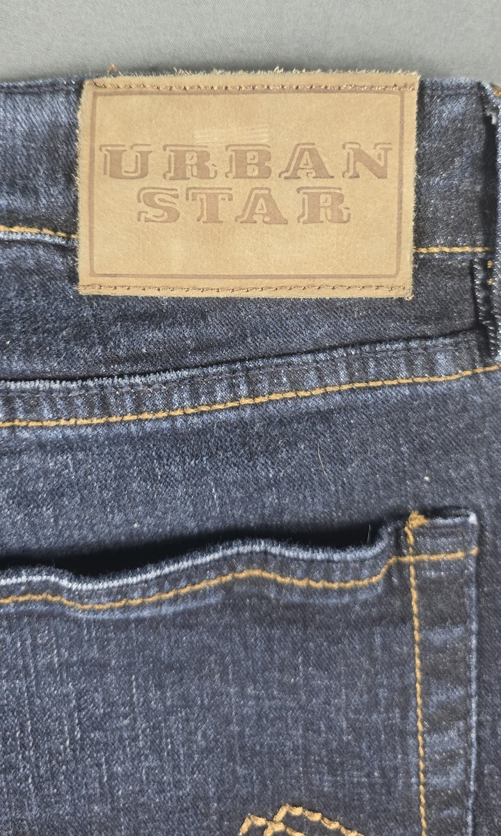 Uban Star Jean Mens 38x30 Blue Dark Wash Straight Leg Relaxed Fit