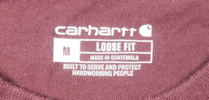 Carhartt Shirt Men’s K87 Medium Burgundy Logo Loose Fit Short Sleeve Pocket
