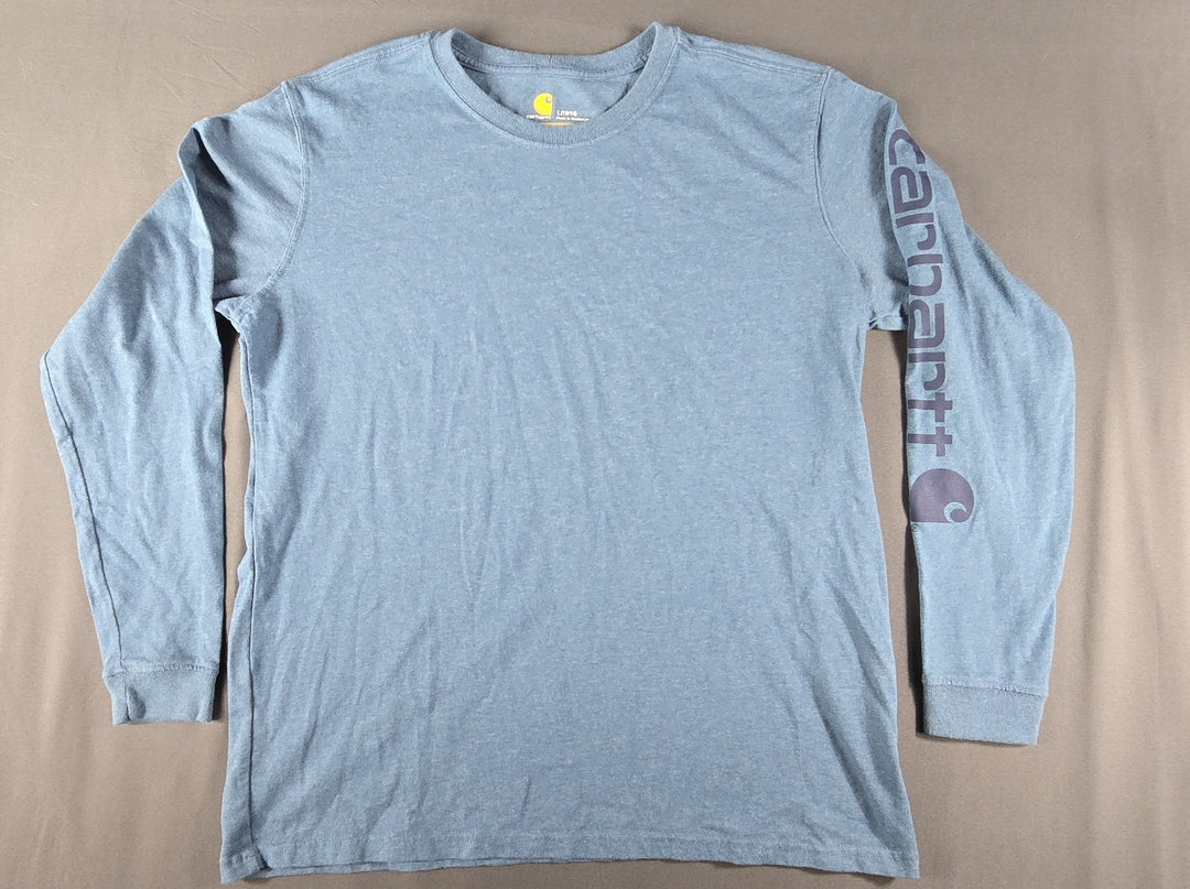 Carhartt Shirt Boys Large (12-16) Washed Blue Logo Long Sleeve Original Fit..