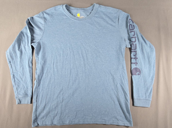 Carhartt Shirt Boys Large (12-16) Washed Blue Logo Long Sleeve Original Fit..
