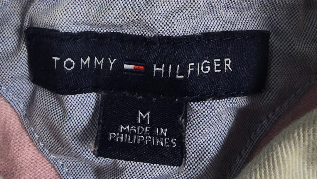 Tommy Hilfiger Rugby Shirt Women Medium Pink Striped Side Slits Performance Golf