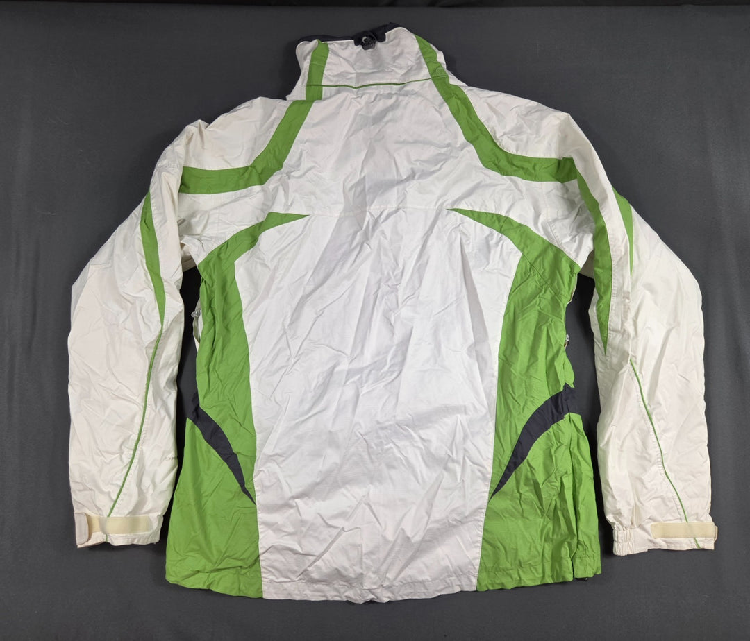 Columbia Omni Tech Ski Jackets Womens Large White Green Windbreaker Mock Neck