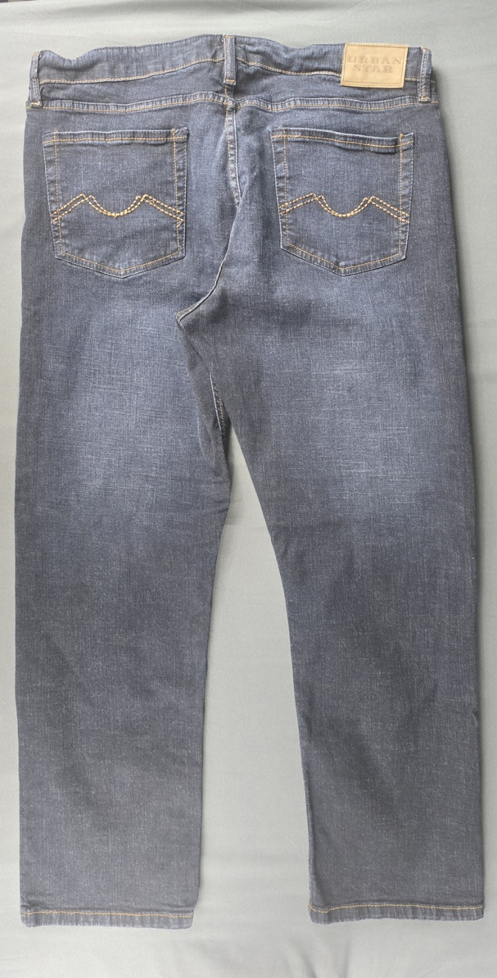 Uban Star Jean Mens 38x30 Blue Dark Wash Straight Leg Relaxed Fit