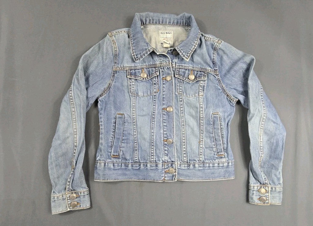 Old Navy Denim Jacket Womens Medium Light Blue Pullover Long Sleeve Outdoor Coat