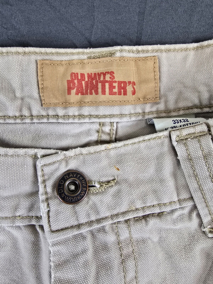 Old Navy Pants Mens 33x32 Beige Utility Cargo Pocket Straight Leg Workwear