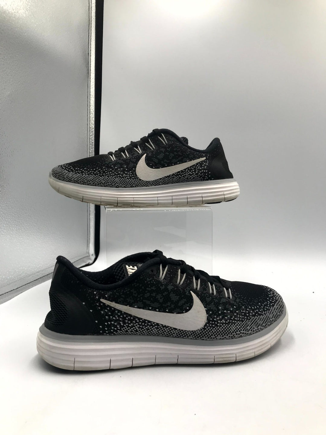 Nike Free RN Distance 827116-010 Womens 5 Running Shoes Black White Sneaker