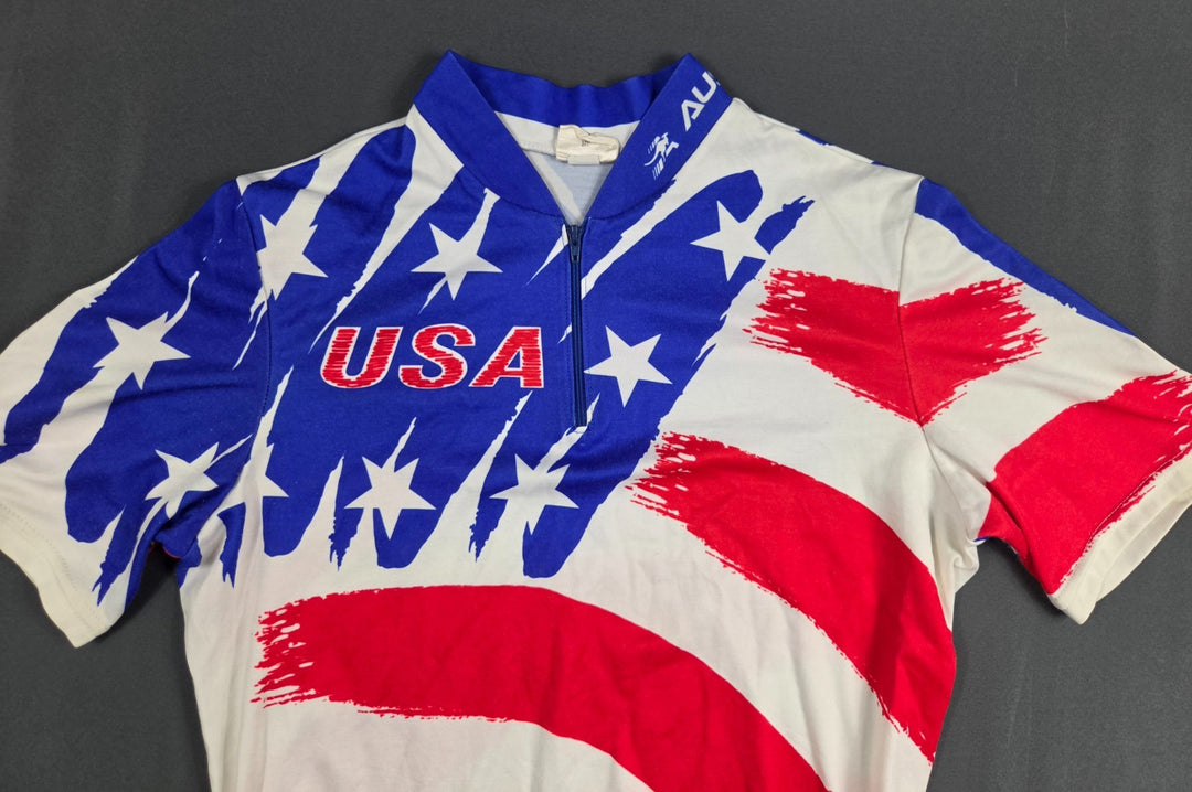 Aussie USA Flag Cycling Jersey Mens Medium Multicolor Short Sleeve Quarter Zip
