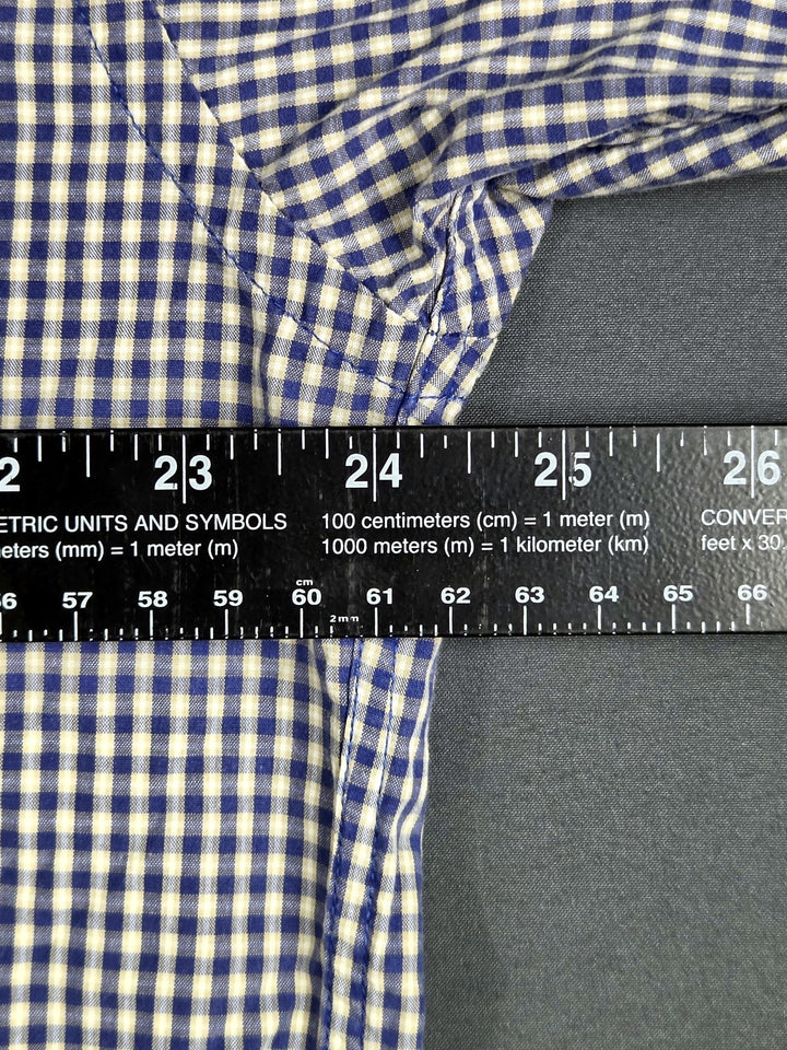 Tommy Hilfiger Mens L Blue Gingham Check Button Down Shirt Long Sleeve Cotton