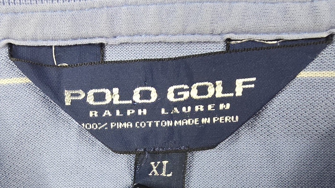 VTG Polo Golf Ralph Lauren Shirt Mens XL Blue White Stripe Embroidered Logo Pima