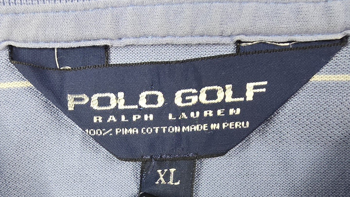 VTG Polo Golf Ralph Lauren Shirt Mens XL Blue White Stripe Embroidered Logo Pima