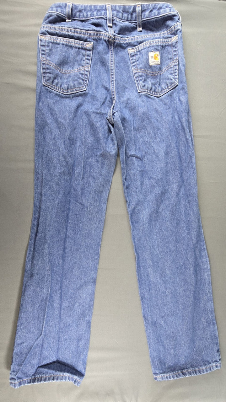 Carhartt FR Jeans Womens 2x32 Blue Medium Wash Regular Fit Straight Leg Workwear
