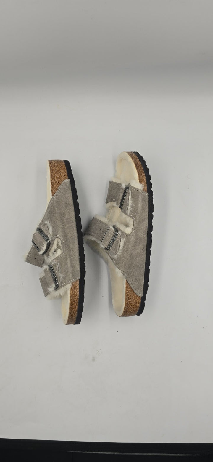 Birkenstock Arizona Shearling Mens Size EU 45/12M Stone Coin 1017402 Slides