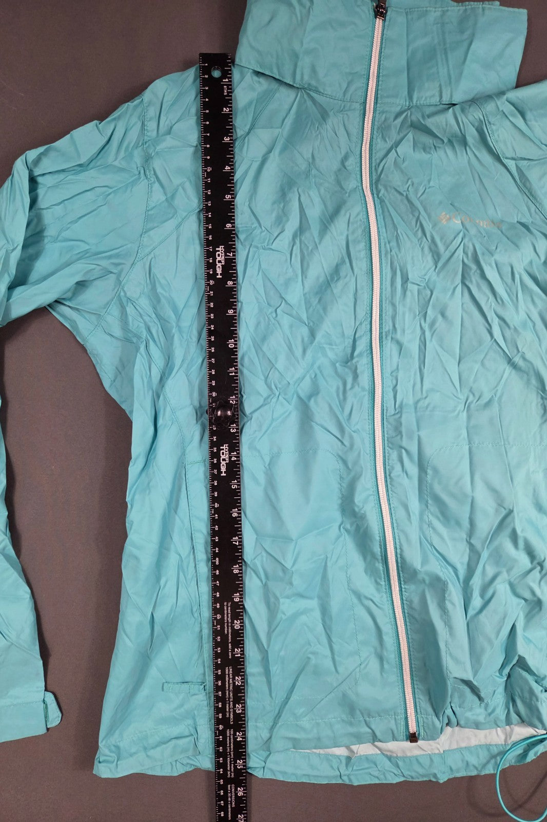 Columbia Sportswear Windbreaker Jacket Womens XL Aqua Blue Full Zip Mock Neck