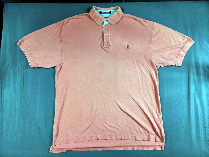 Tommy Hilfiger Coral Polo Shirt Mens Size L Crest Logo Cotton Flawed Preowned