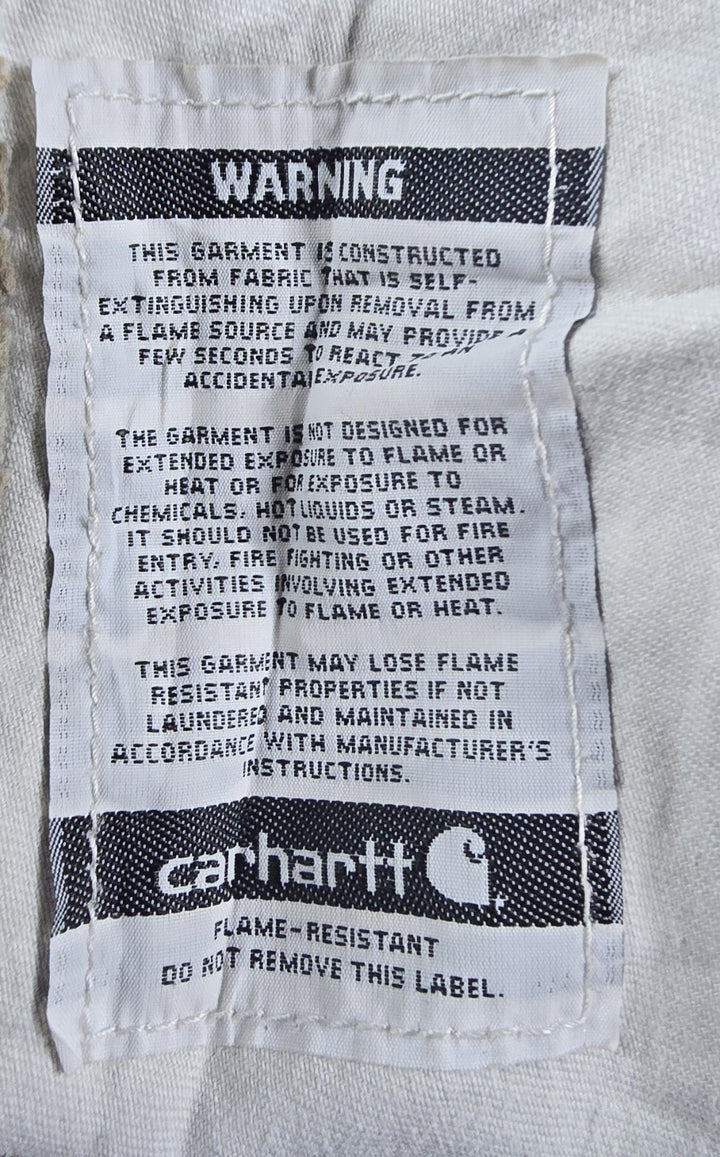 Carhartt FR Jeans Mens 36x32 Beige Original Fit Straight Leg Carpenter Workwear