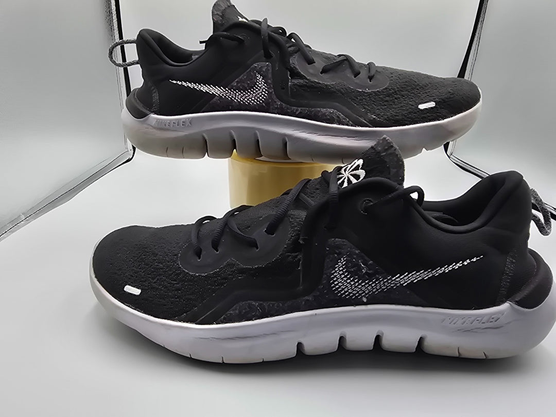 Nike Flex Run 2021 CW3408-002 Mens 11 Workout Running Shoes Black White Sneakers