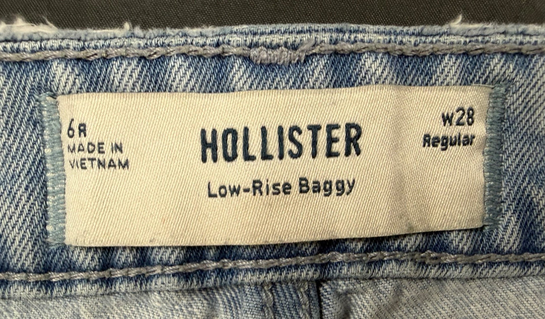 Hollister Baggy Jeans Women 6 Blue Denim Low Rise Medium Wash Button Fly Classic
