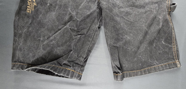 VTG Brooklyn Express Shorts Men 36 Fade Black Dark Wash Baggy Wide Leg Jorts Y2K