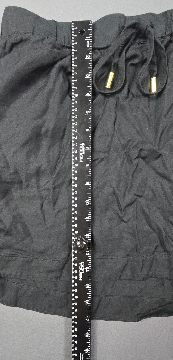 Banana Republic A Line Skirt Womens Small Black Slits Hem Drwstering Modern