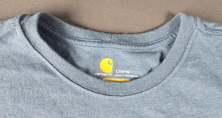Carhartt Shirt Boys Large (12-16) Washed Blue Logo Long Sleeve Original Fit..