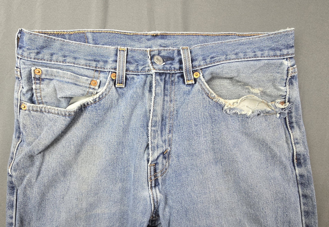 Levis 505 Jeans Mens 34x34 Light Wash Regular Fit Straight Leg Modern