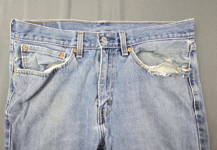 Levis 505 Jeans Mens 34x34 Light Wash Regular Fit Straight Leg Modern